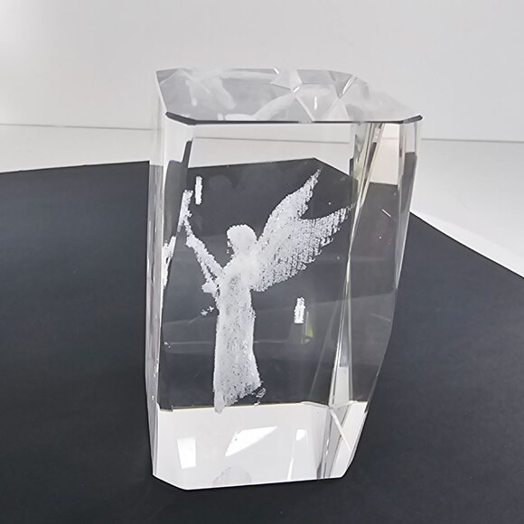 3D Laser Etched Fairy Angel Crystal Block Paperweight - Picture 5 of 8